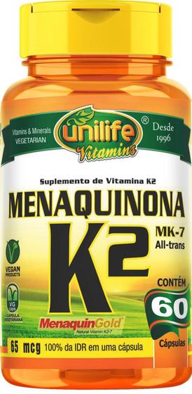 Imagem de Vitamina K2 Mk-7 All - Trans Menaquinona 500mg 60 Caps - Unilife
