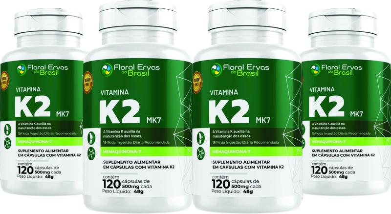 Imagem de Vitamina K2 Mk7 480 Cápsulas Menaquinona 7 4x 120 caps 500mg