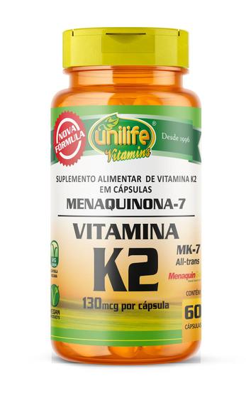 Vitamina K2 Mk7 Menaquinona 130mcg Unilife 60 Capsulas Menor preço em Vitamina K2 Mk7 Menaquinona 130mcg Unilife 60 Capsulas
