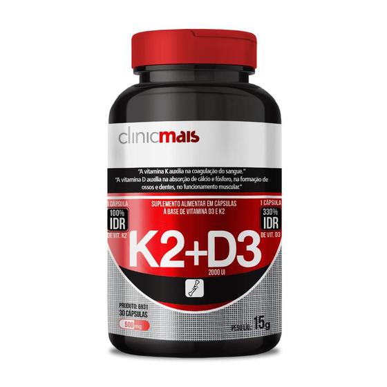 Imagem de Vitamina K2 + Vitamina D3 30 Cápsulas - Clinic Mais