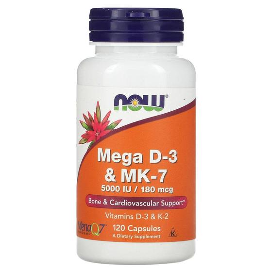 Vitamina Mega D3 5.000 Ui & MK-7 180mcg 120 Capsulas Veganas - Now Foods Menor preço em Vitamina Mega D3 5.000 Ui & MK-7 180mcg 120 Capsulas Veganas - Now Foods