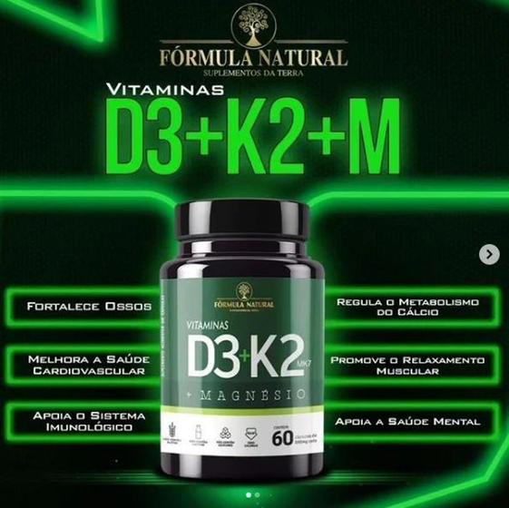 Imagem de Vitaminas D3+K2 + Magnésio 60 Caps - Fórmula Natural