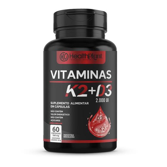 Imagem de Vitaminas K2 + D3 - 2000UI - 60 Cápsulas 500mg - HealthPlant