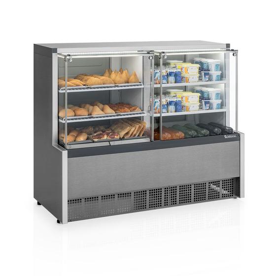 Imagem de Vitrine Quente/Fria p/ Bebidas GQRA-140R CC Tipo Inox Linha Aurora Gelopar Vidros Retos