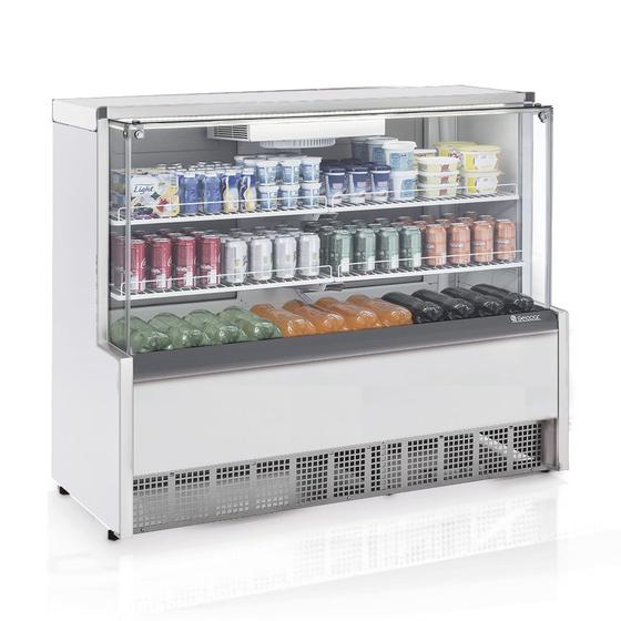 Imagem de Vitrine Refrigerada Ar Forçado GPFA-140R BR Branca Linha Aurora Gelopar Vidro Reto 1.40m