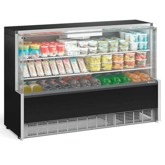 Imagem de Vitrine Refrigerada Ar Forçado GPFA-175R PR - Preta Linha Aurora Vidro Reto 1.75m - Gelopar