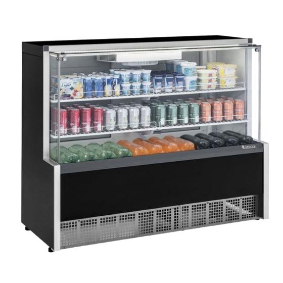 Imagem de Vitrine Refrigerada Aurora Ar Forçado Vidro Reto Gpfa-140r Preto 220V Gelopar