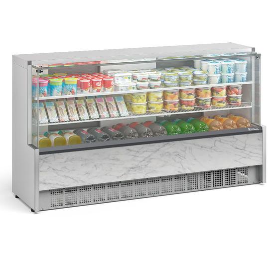 Imagem de Vitrine Refrigerada Universal 1 Placa Fria GPSA-205R BR Branca Linha Aurora Vidro Reto Gelopar