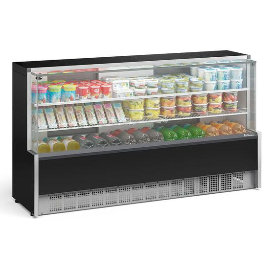 Imagem de Vitrine Refrigerada Universal 1 Placa Fria GPSA-205R PR Preta Linha Aurora Vidro Reto Gelopar