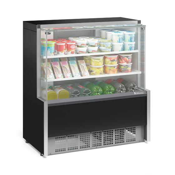 Imagem de Vitrine Refrigerada Universal 2 Placas Frias GPDA-110R PR Preta Linha Aurora Vidro Reto Gelopar