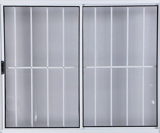 Imagem de Vitro de Alumínio 2 Folhas 1,20 X 1,50 Com Grade Cor Branco Linha All Modular