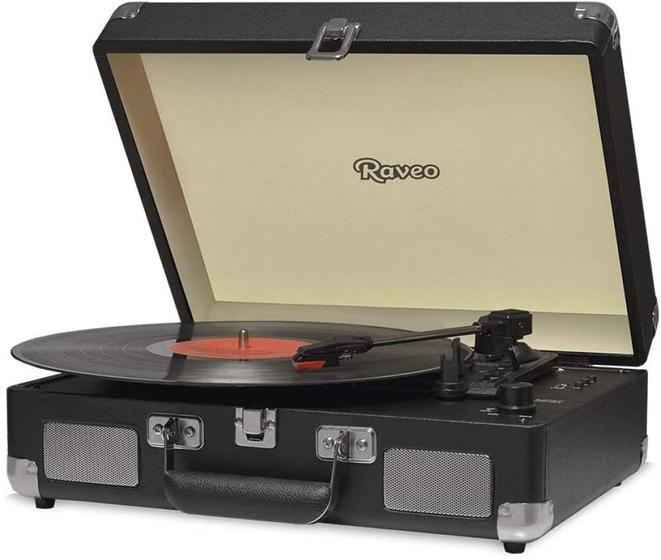 Imagem de Vitrola raveo sonetto com alca toca discos/usb/bt chrome black (preto)   90 08746