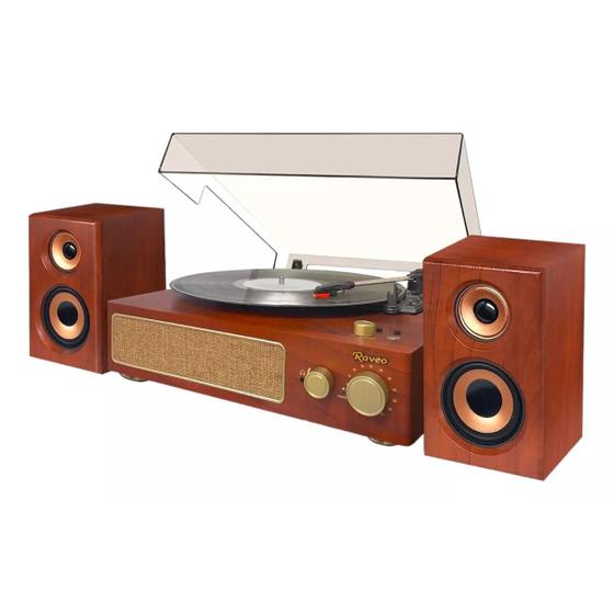 Vitrola Raveo Studio Plus Brown Bluetooth Disco E Usb Fm Menor preço em Vitrola Raveo Studio Plus Brown Bluetooth Disco E Usb Fm