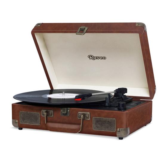 Imagem de Vitrola Retrô Raveo Sonetto Vintage Chrome Brown Marrom Toca Discos Vinil USB Bluetooph Reproduz Grava Bivolt  Saída Aux