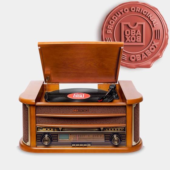 Vitrola Toca Discos, K7, CD, USB, FM e Bluetooth ObaVintage Bivolt Toca e Grava 27688 Menor preço em Vitrola Toca Discos, K7, CD, USB, FM e Bluetooth ObaVintage Bivolt Toca e Grava 27688