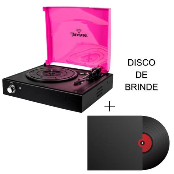Imagem de Vitrola Toca Discos Treasure - Pink / Black com software de gravação para MP3