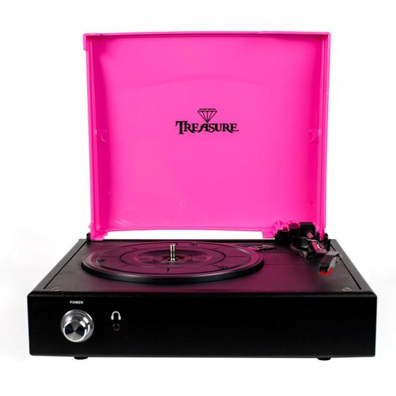 Imagem de Vitrola Toca Discos Treasure Pink Black Software De Gravação