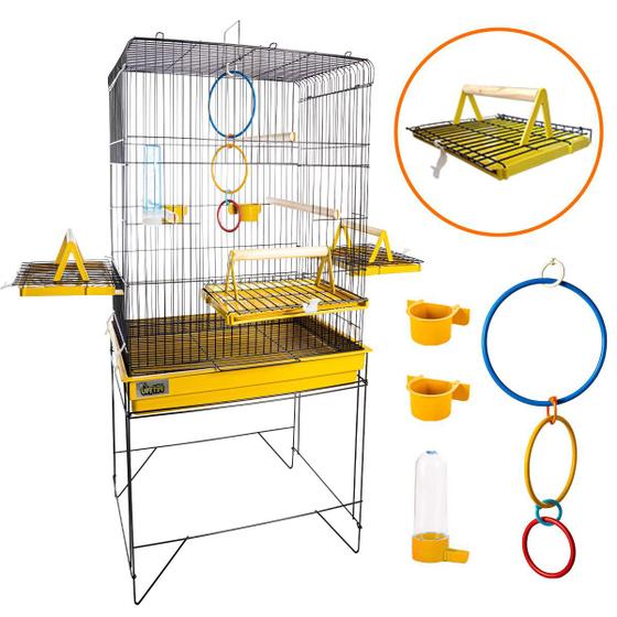 Viveiro Gaiola Calopsita Confort Triplex Completa e Espaçosa Pássaros Médios com Comedouro Bebedouro Puleiro e Argola Menor preço em Viveiro Gaiola Calopsita Confort Triplex Completa e Espaçosa Pássaros Médios com Comedouro Bebedouro Puleiro e Argola