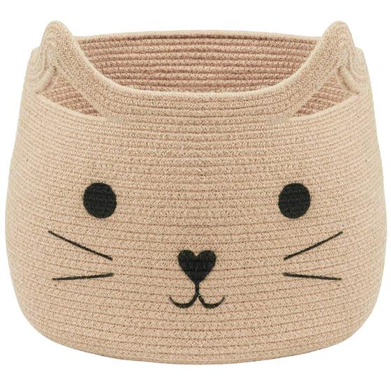 Imagem de VK Living Animal Baskets Grande Cesta de Armazenamento de Corda de Algodão Tecida Com Gato Bonito Design Animal Laundry Basket Organizador para Toalhas, Cobertor, Brinquedos, Roupas, Presentes  Cestas de Presente de Animais de Estimação ou Bebê 15'