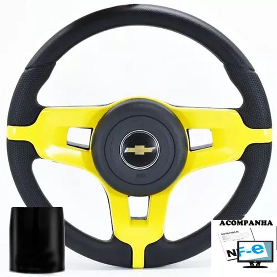 Imagem de Volante Esportivo Celta Corsa Classic Wind Wagon Omega Prisma Monza Kadett Ipanema Mustang + Cubo Gm