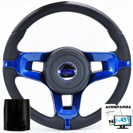 Imagem de Volante Esportivo Corcel E Belina 2 1976 1991 Mustang Super Surf Ford Tampa Acionador Buzina + Cubo
