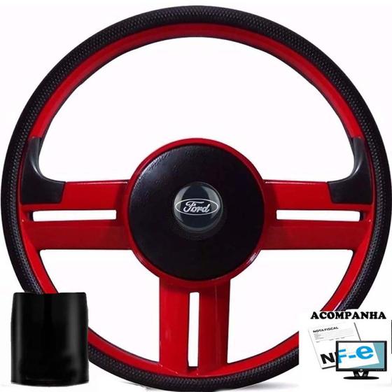 Imagem de Volante Esportivo Corcel E Belina 2 1976 1991 Rallye Super Surf Ford Tampa Acionador Buzina + Cubo