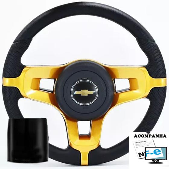 Imagem de Volante Esportivo Corsa Joy Max Premium Astra Vectra 99 Em Diante Sem Air-Bag Mustang Cubo Tampa Gm