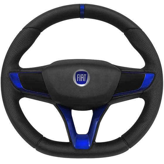 Imagem de Volante Esportivo Fiat Marea Brava até 2013 Logo Azul + Cubo