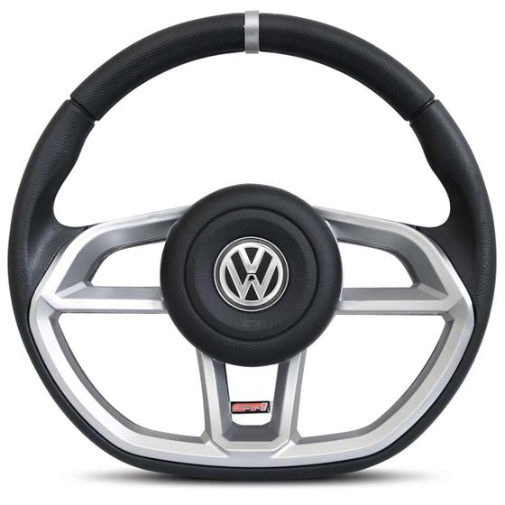 Imagem de Volante Esportivo Golf GTI Prata Universal com Acionador de Buzina sem Cubo