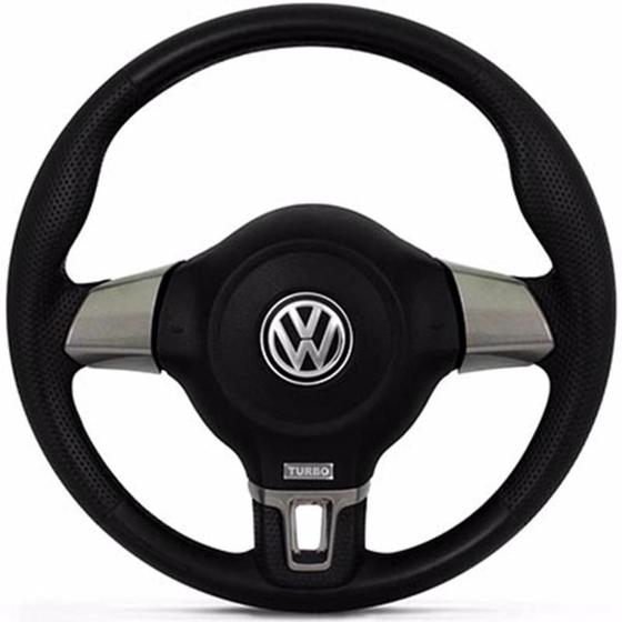 Imagem de Volante Esportivo Jetta Base Redonda Gol Saveiro G5 Fox CrossFox Voyage Golf Polo até 13 Cubo Vw