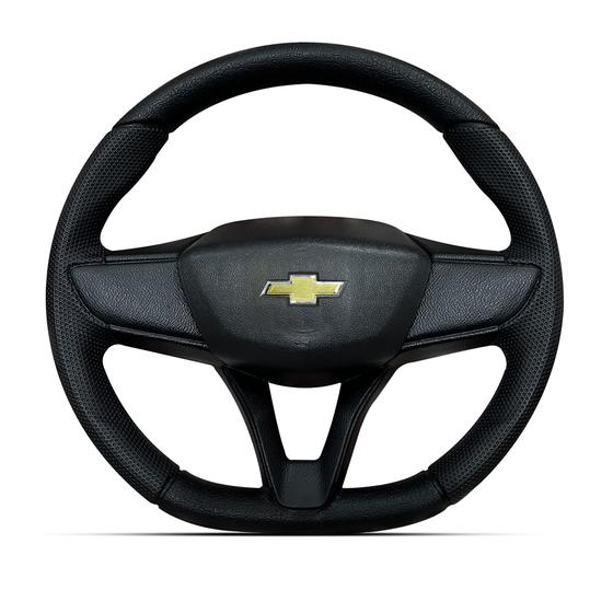 Imagem de Volante Esportivo Modelo Tracker Black Emblema Dourado pra carros Chevrolet Agile