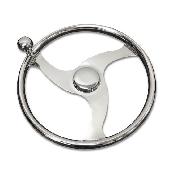 Imagem de Volante Náutico em Aço Inoxidável Com Knob 15-1/2" Pol.