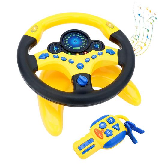 Imagem de Volante Toy DeAo Kids Backseat com chave de carro amarela