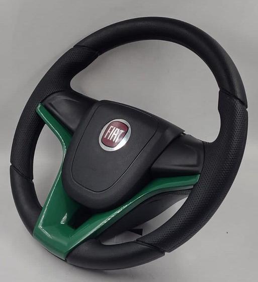 Imagem de Volante Verde Para Fiat Palio 97 98 99 2000 Esportivo Com Cubo