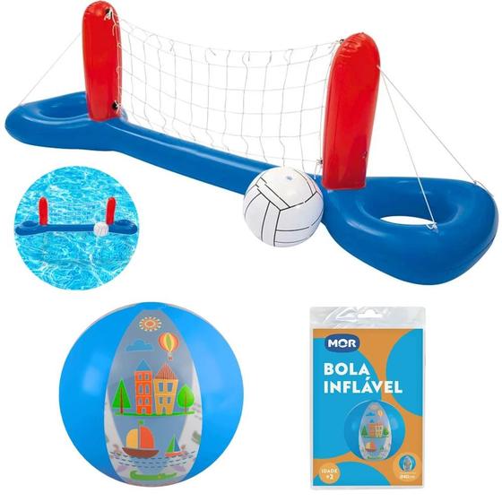 Imagem de Voleibol Inflavel Play Center Voleibol + Bola Inflavel 40 Cm Azul  Mor 