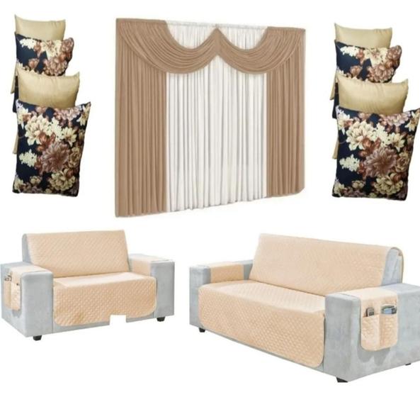 Imagem de Voltar Kit Capa Para Sofa 3e2 Lugares+4capas Almofada+cortina Paris
