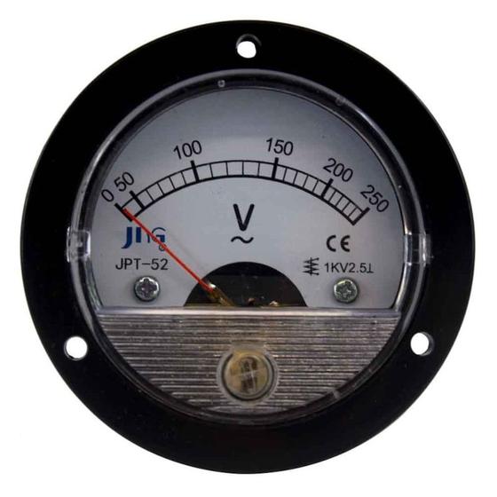 Imagem de Voltímetro Analógico 250VCA 65,4mm Redondo JNG