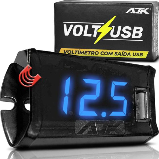Imagem de Voltimetro Digital 12v Medidor Bateria com Carregador AJK Volt USB Caixa Bob Som Automotivo