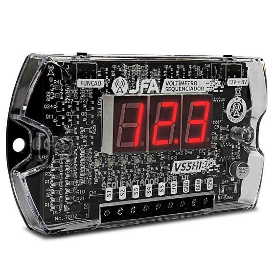 Imagem de Voltímetro Digital JFA Sequenciador VS5HI LED Vermelho High Voltage 5 Saídas Para Amplificadores