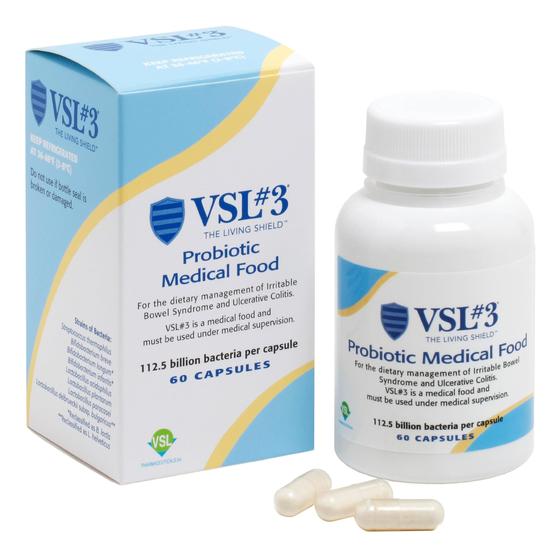 Imagem de VSL  3 - Alimento médico probiótico para o manejo dietético da síndrome do intestino irritável (IBS) - Probiótico refrigerado de alta dose e potência com 112,5 bilhões de UFC, 1-Pack 60 cápsulas cada