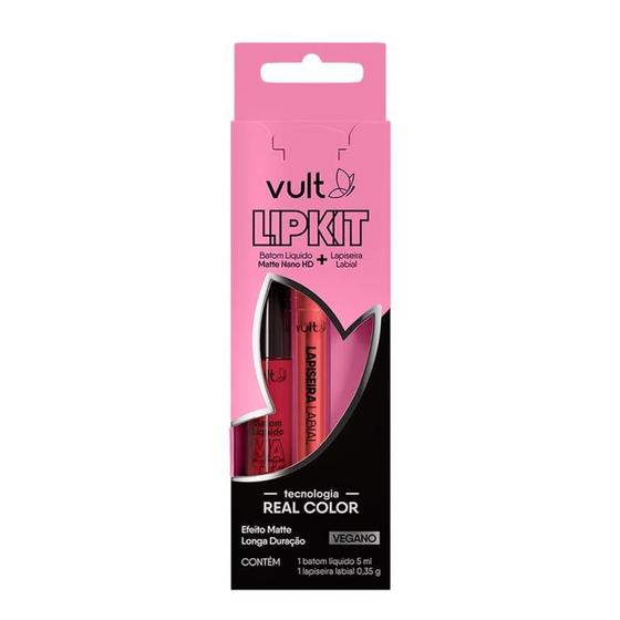Imagem de Vult Lip Kit Rubi - Batom Líquido Matte Nano HD Vermelho Rubi 5ml + Lapiseira Labial Vermelho Rubi 0,35g