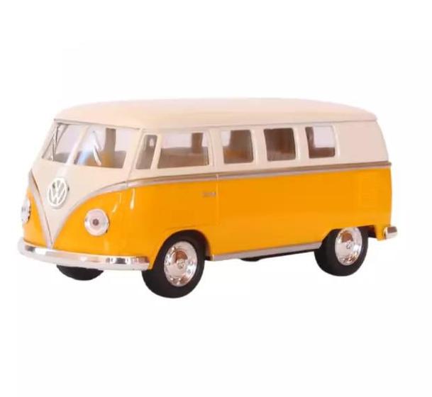 Imagem de Vw Kombi Nacional Metal 1962 Kinsmart 1:32 Amarelo e Bege