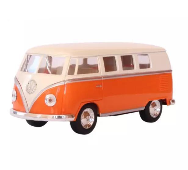 Imagem de Vw Kombi Nacional Metal 1962 Kinsmart 1:32 Laranja e Bege