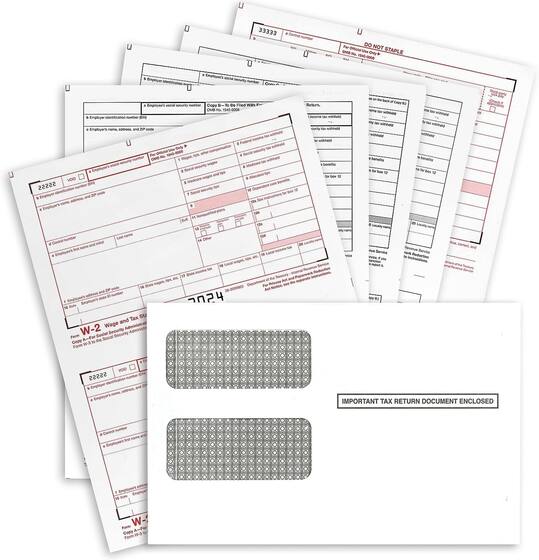W2 Forms NextDayLabels 2024, imposto de 4 partes para 25 funcionários ...