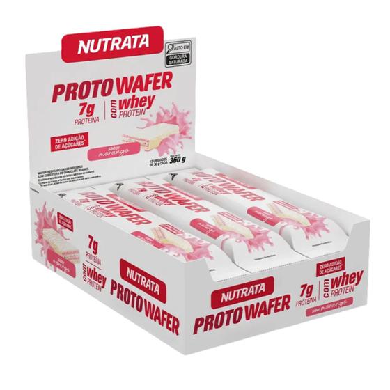 Imagem de Wafer Com Whey Protein Sabor Morango Zero 12 Unidades De 30g Cada Nutrata