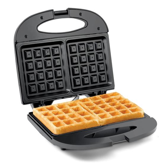 Imagem de Waffleira Elétrica Antiaderente PFOA-Free, 2 Fatias, Preta