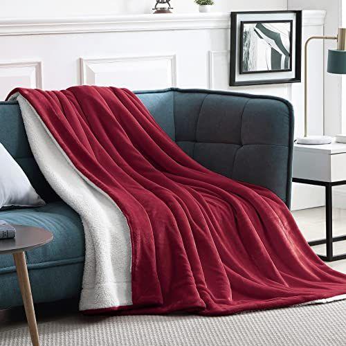 Imagem de Walensee Sherpa Cobertor de lã para o Natal (Queen Size 90 "x90" vermelho) Arremesso de pelúcia Fuzzy Super Soft reversível Microfibra Flannel cobertores para sofá, sofá ultra luxuoso quente e aconchegante para todas as estações