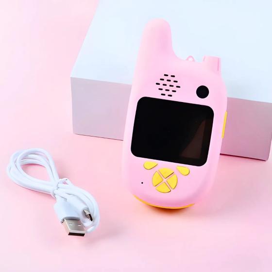 Imagem de Walkie Talkie Infantil Rosa Com Câmera Digital Para Crianças