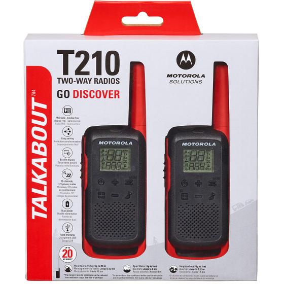 Imagem de Walkie Talkie Talkie Motorola T210 - 32 KM - 22 Canais - Preto e Vermelho