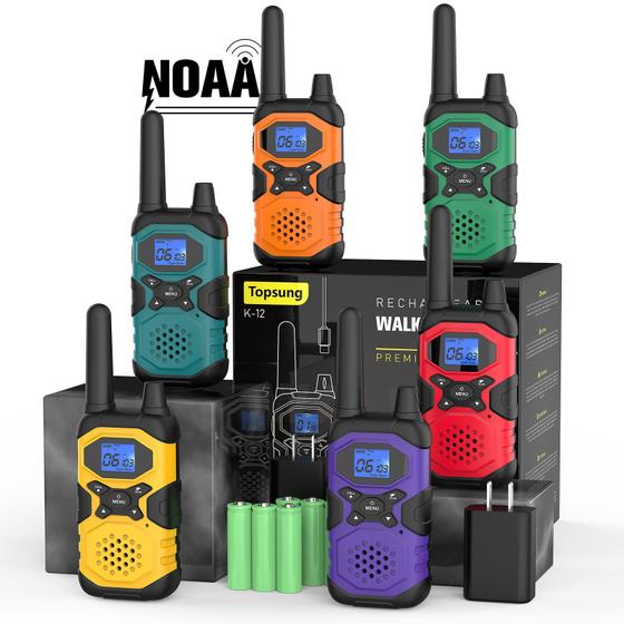 Imagem de Walkie Talkies Topsung Recarregáveis - Longo Alcance - Pacote com 6